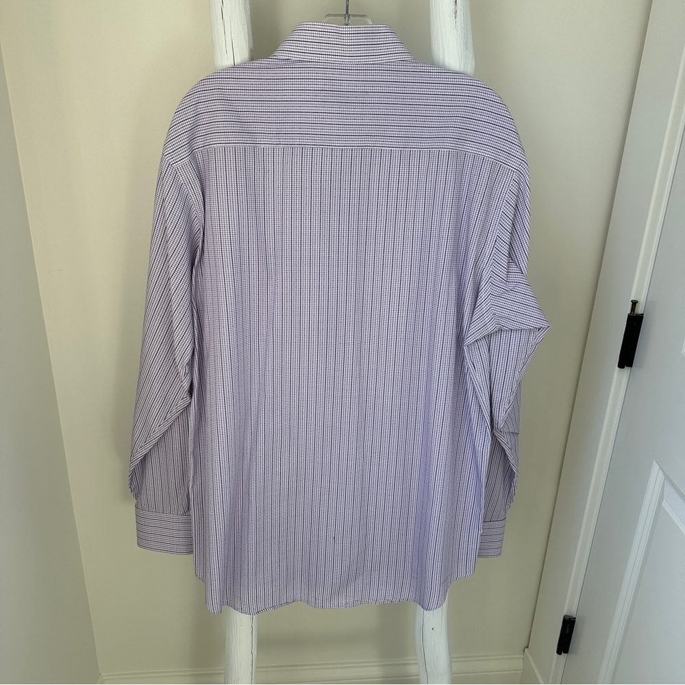 Bugatchi Men’s Purple and White Pinstripe Dress Shirt SZ Large - Picture 3 of 13
